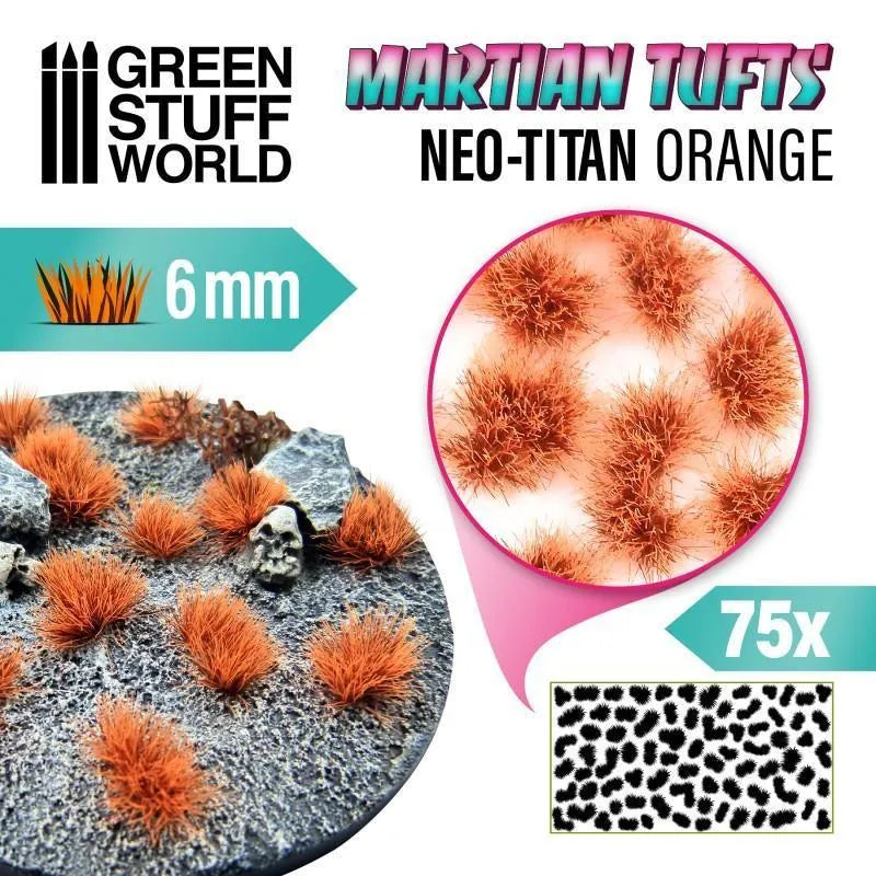 Martian Fluor Tufts 6mm - NEO-TITAN ORANGE x75 - ZZGames.dk