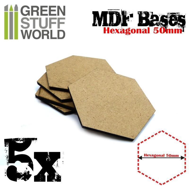 MDF Bases - Hexagonal 50mm x5 - ZZGames.dk