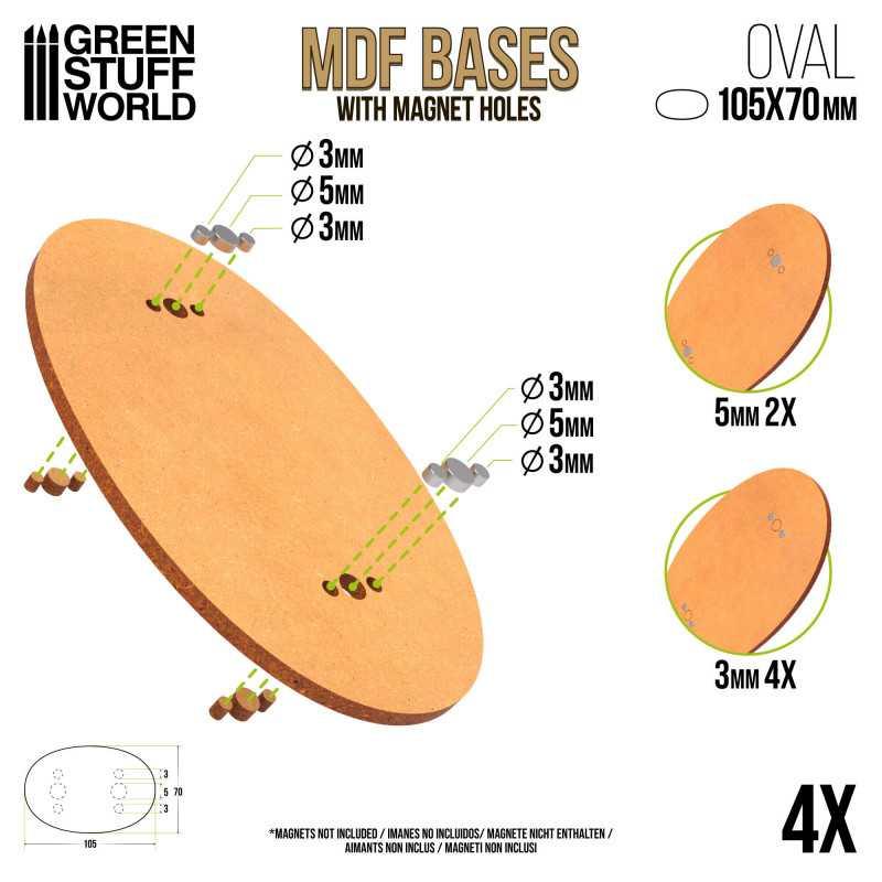 MDF Bases - Oval 105x70mm x4 - ZZGames.dk