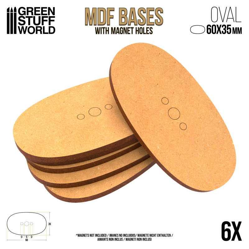 MDF Bases - Oval 60x35mm x6 - ZZGames.dk