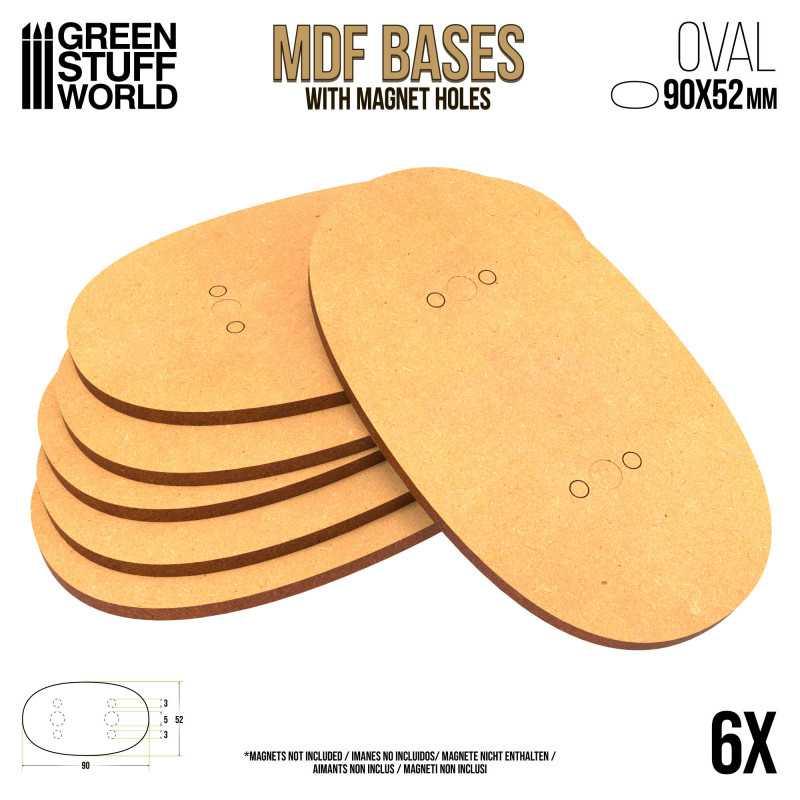 MDF Bases - Oval 90x52mm x6 - ZZGames.dk