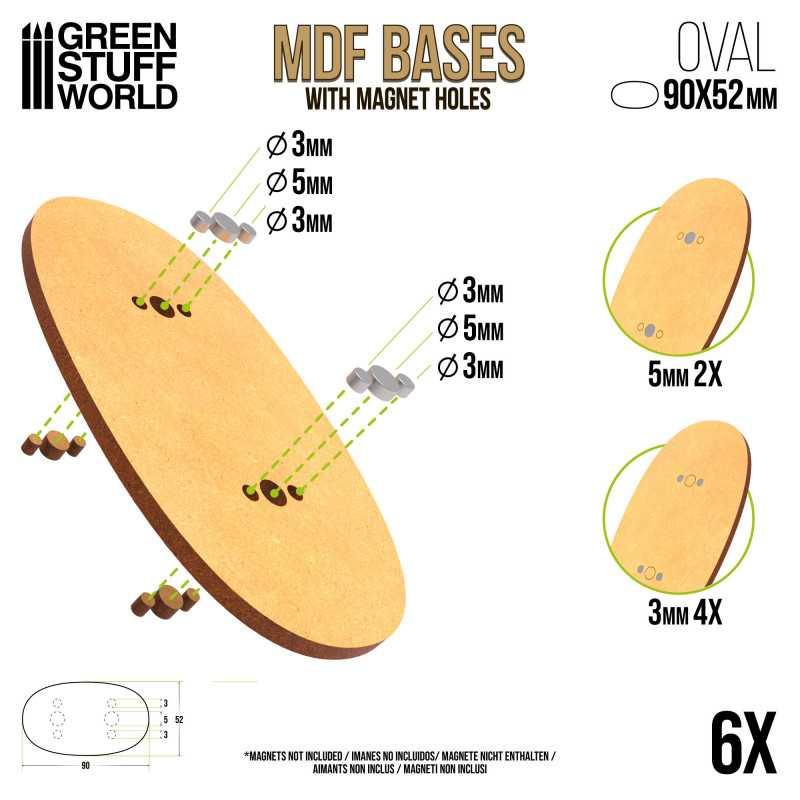 MDF Bases - Oval 90x52mm x6 - ZZGames.dk