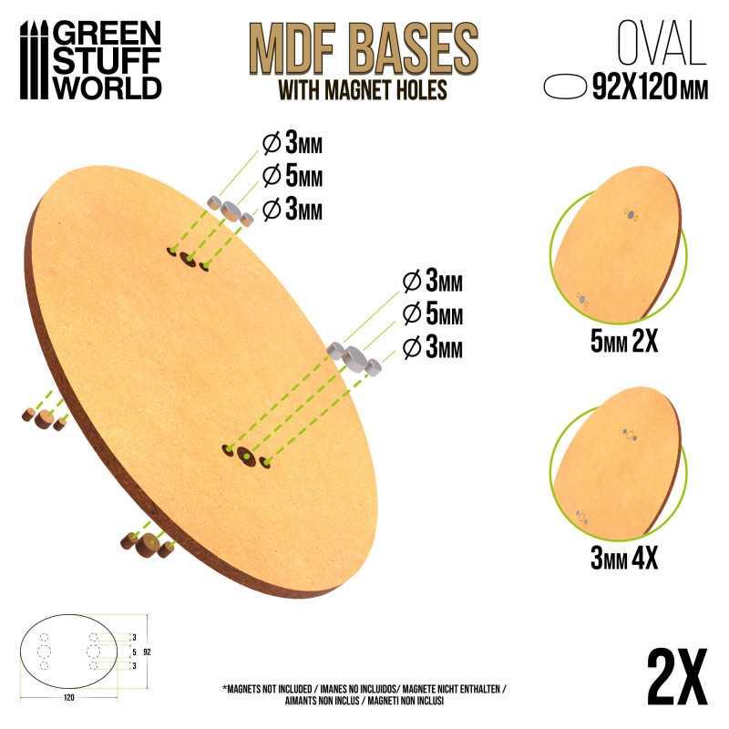 MDF Bases - Oval 92x120mm x2 - ZZGames.dk