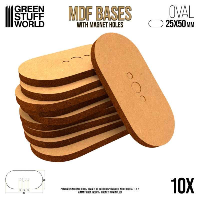 MDF Bases - Oval Pill 25x50mm x10 - ZZGames.dk