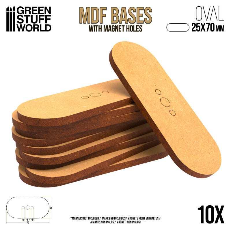 MDF Bases - Oval Pill 25x70mm x10 - ZZGames.dk