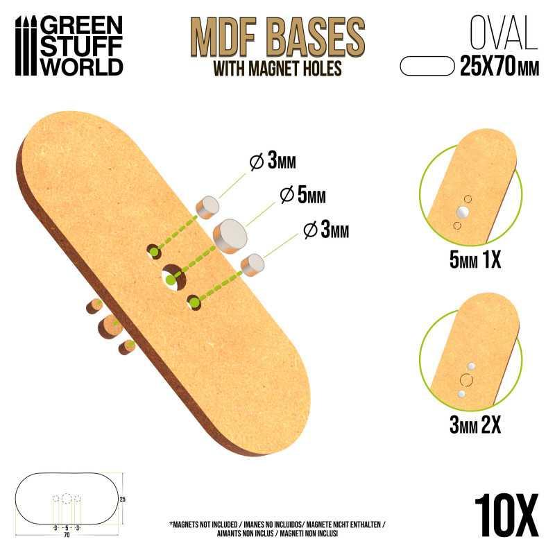 MDF Bases - Oval Pill 25x70mm x10 - ZZGames.dk
