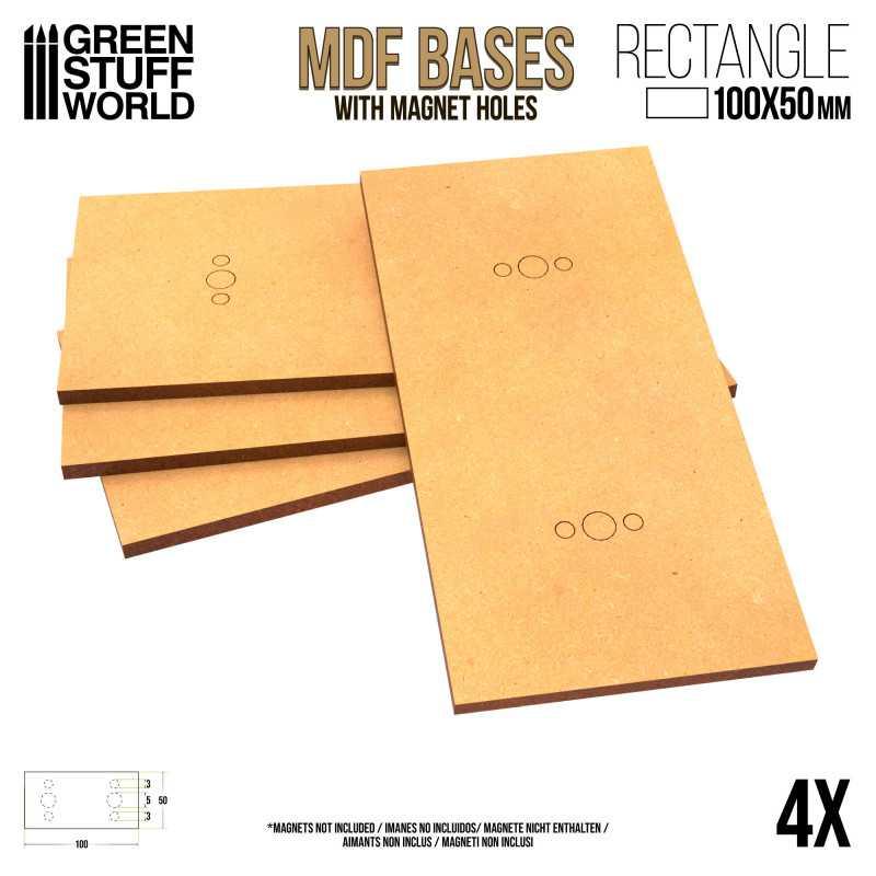 MDF Bases - Rectangle 100x50mm x4 - ZZGames.dk