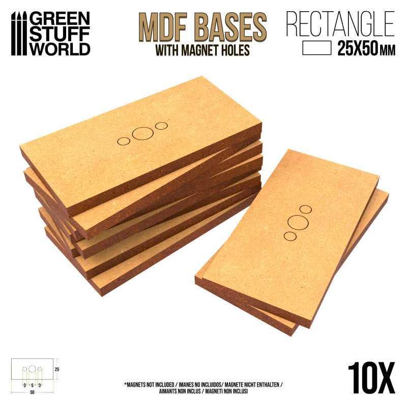 MDF Bases - Rectangle 25x50mm x10 - ZZGames.dk