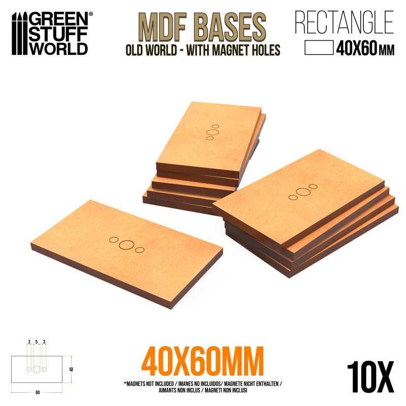 MDF Bases - Rectangle 40x60mm x10 - ZZGames.dk