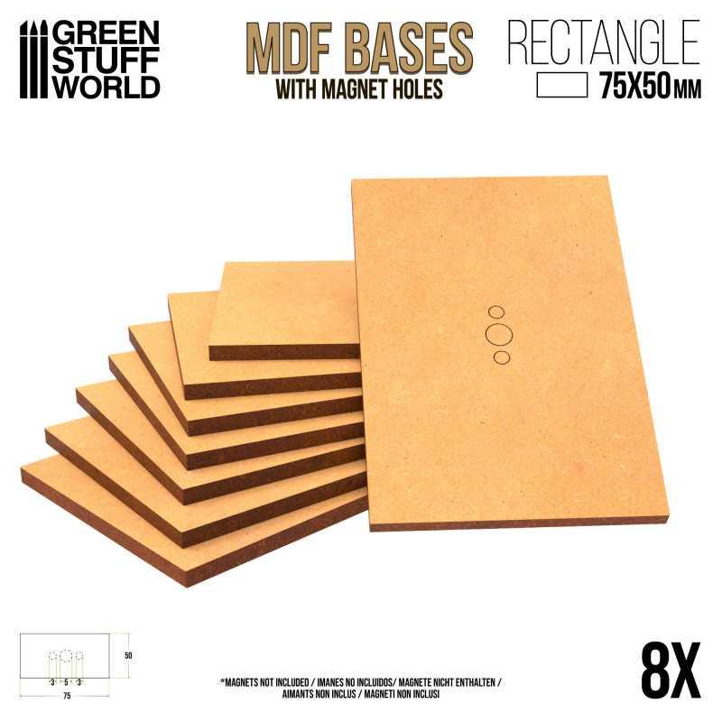 MDF Bases - Rectangle 75x50mm x8 - ZZGames.dk