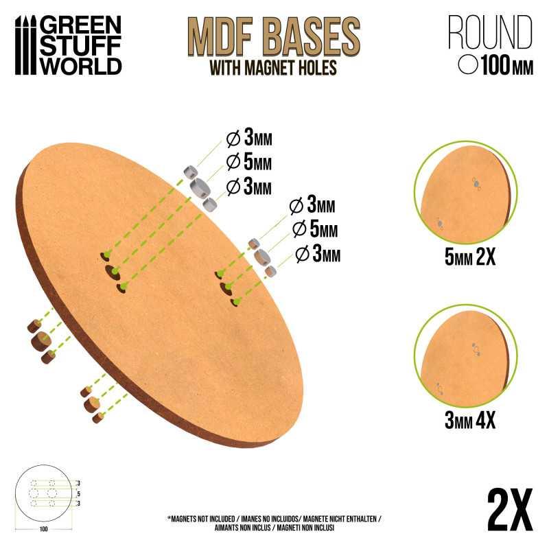 MDF Bases - Round 100mm x2 - ZZGames.dk