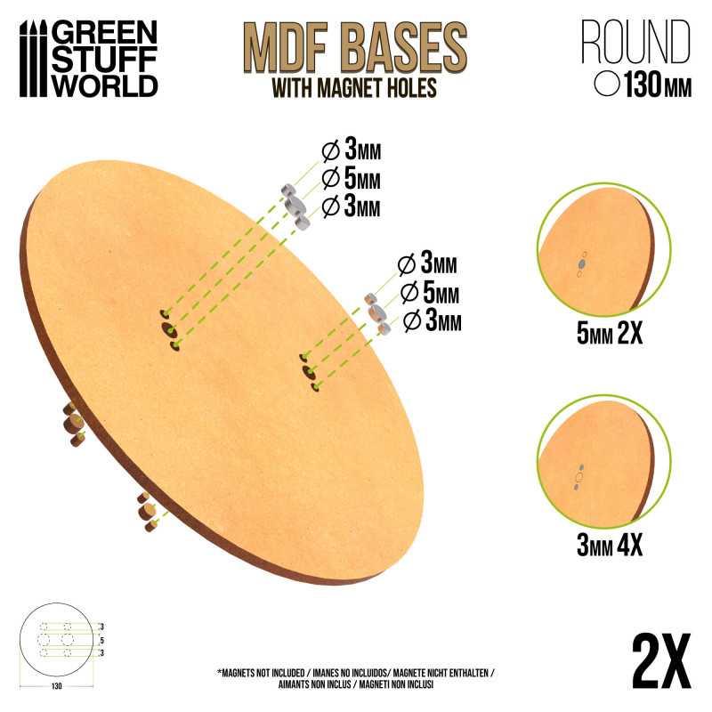 MDF Bases - Round 130mm x2 - ZZGames.dk