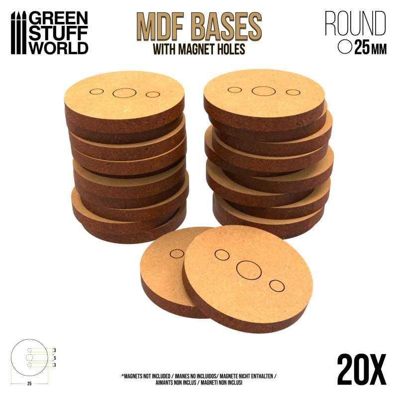 MDF Bases - Round 25mm x20 - ZZGames.dk