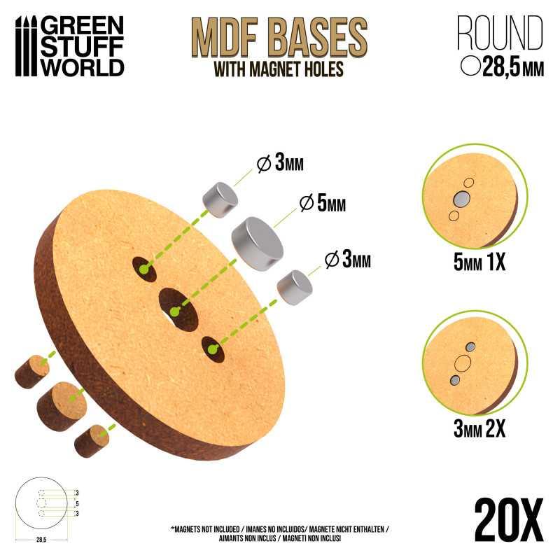 MDF Bases - Round 28,5mm x20 - ZZGames.dk