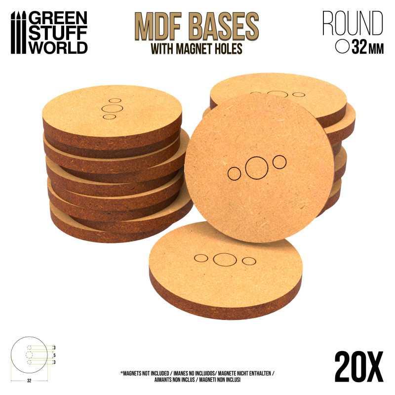 MDF Bases - Round 32mm x20 - ZZGames.dk