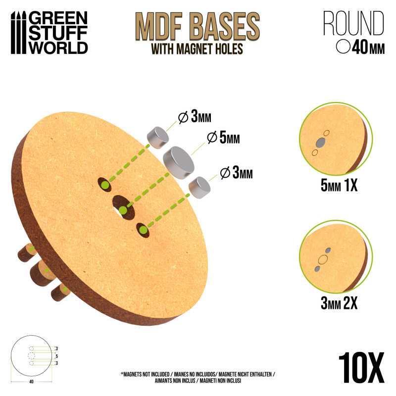 MDF Bases - Round 40mm x10 - ZZGames.dk