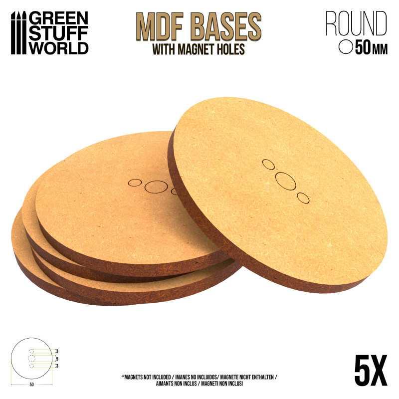 MDF Bases - Round 50mm x5 - ZZGames.dk