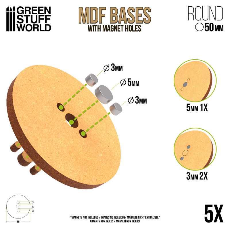 MDF Bases - Round 50mm x5 - ZZGames.dk