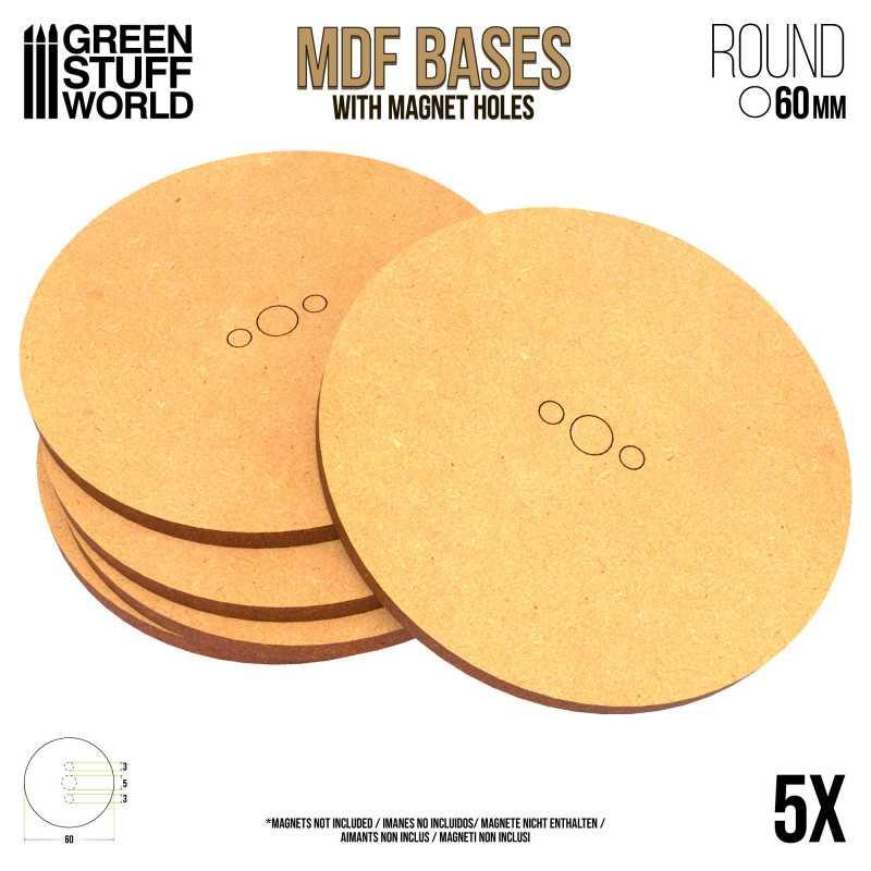 MDF Bases - Round 60mm x5 - ZZGames.dk