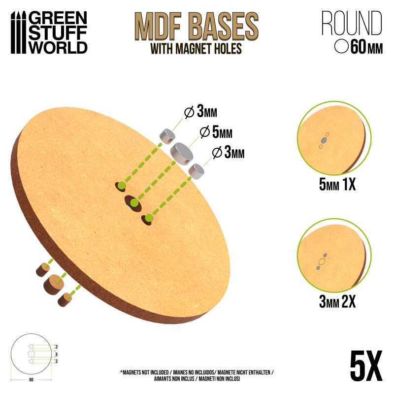 MDF Bases - Round 60mm x5 - ZZGames.dk