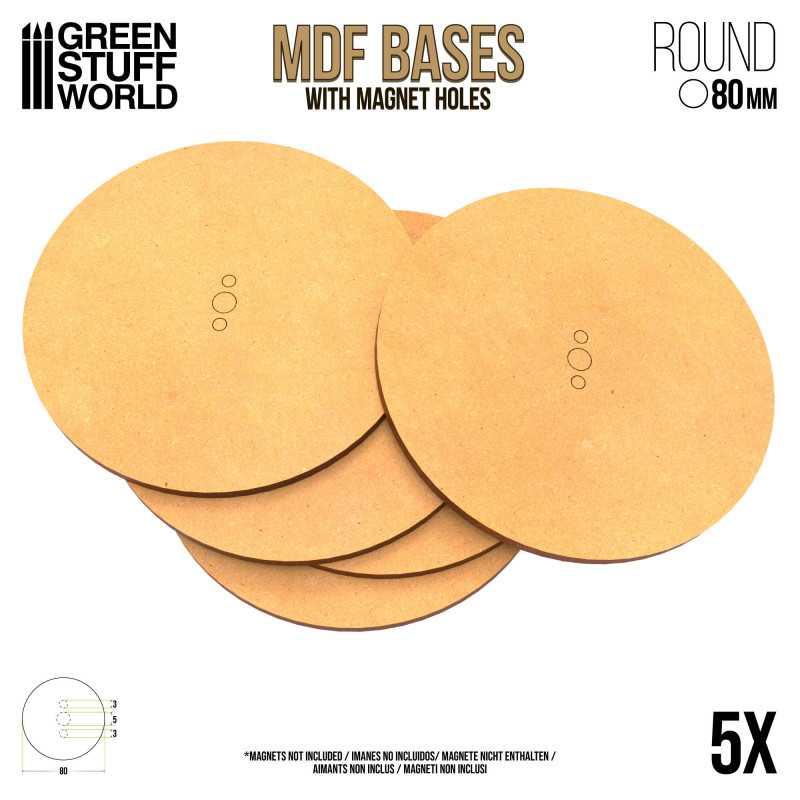 MDF Bases - Round 80mm x5 - ZZGames.dk