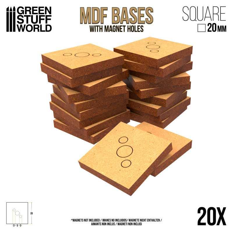 MDF Bases - Square 20mm x20 - ZZGames.dk