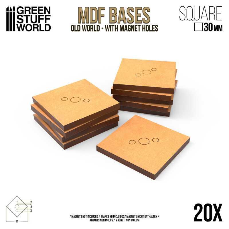 MDF Bases - Square 30mm x20 - ZZGames.dk