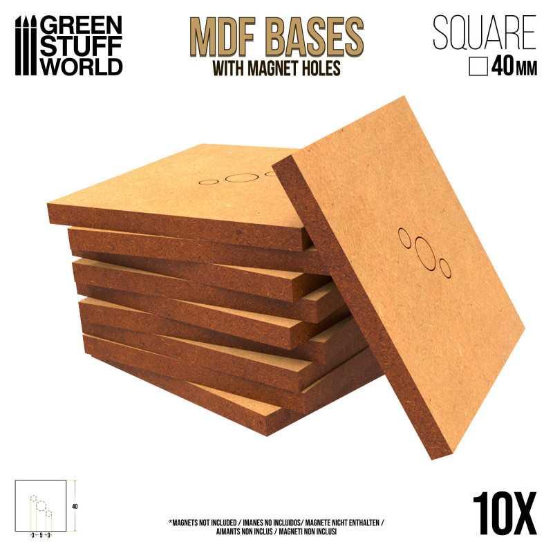 MDF Bases - Square 40mm x10 - ZZGames.dk