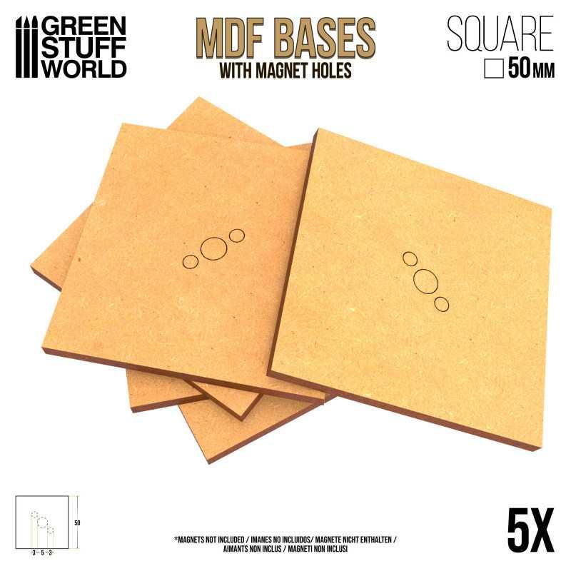 MDF Bases - Square 50mm x5 - ZZGames.dk
