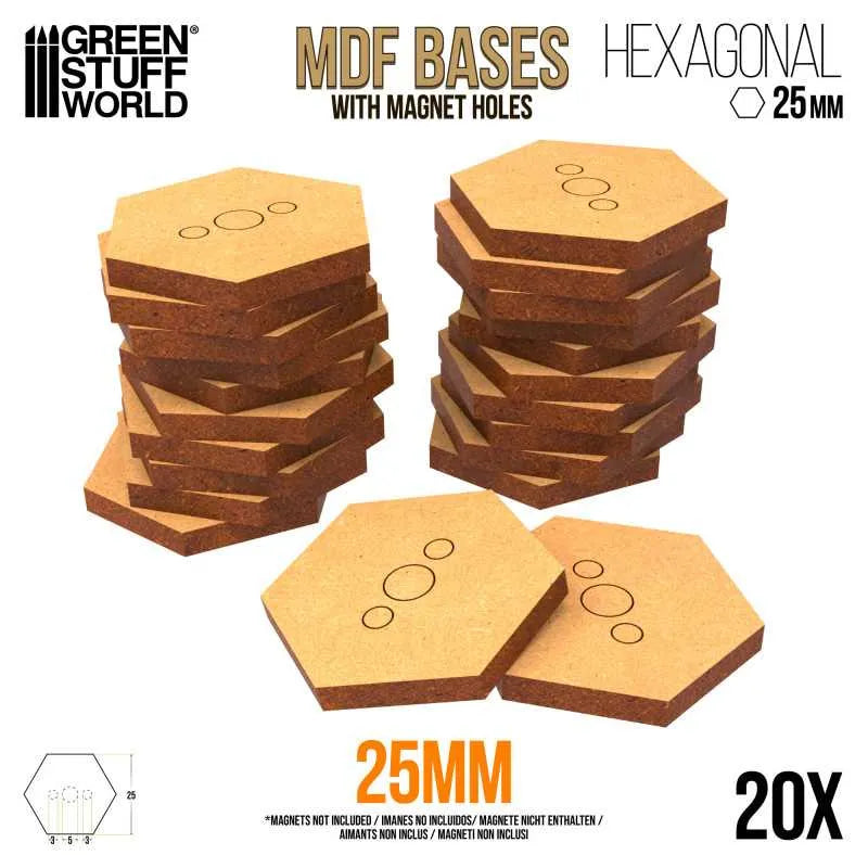 MDF Bases - Hexagonal 25mm x20