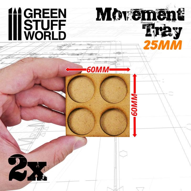 MDF Movement Trays 25mm 2x2 - Skirmish Lines - ZZGames.dk