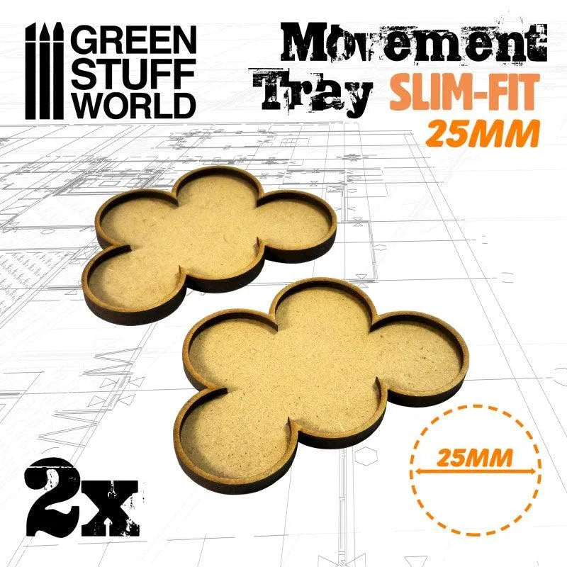 MDF Movement Trays 25mm x 5 - SLIM-FIT - ZZGames.dk