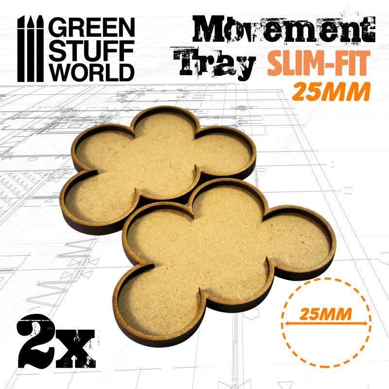 MDF Movement Trays 25mm x 5 - SLIM-FIT - ZZGames.dk