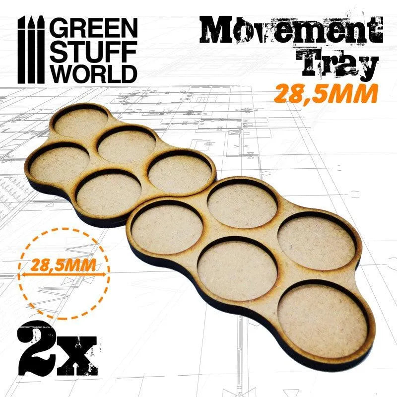 MDF Movement Trays 28,5mm x5 - Skirmish - ZZGames.dk