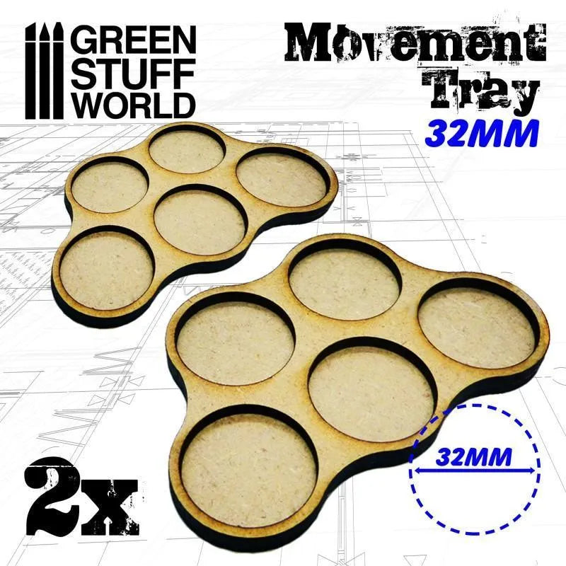 MDF Movement Trays 32mm x5 - Skirmish - ZZGames.dk