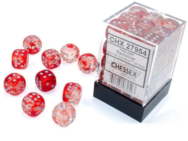 Nebula 12mm d6 Dice Block - Red/silver Luminary - ZZGames.dk