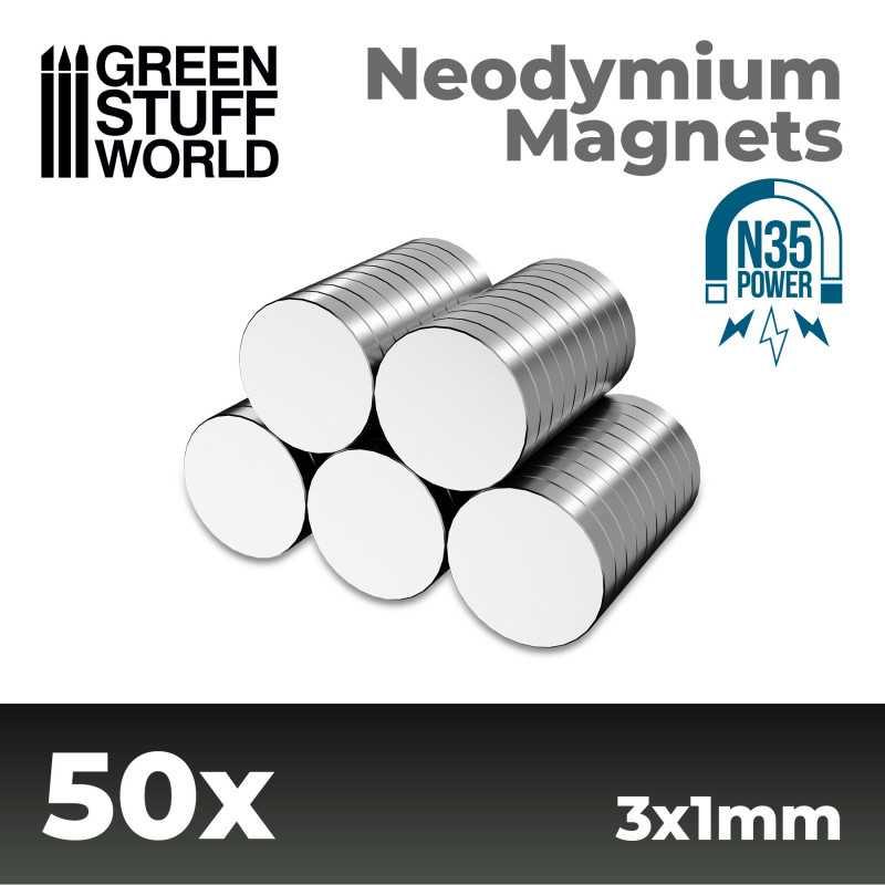 Neodymium Magnets 3x1mm - 50 units (N35) - ZZGames.dk