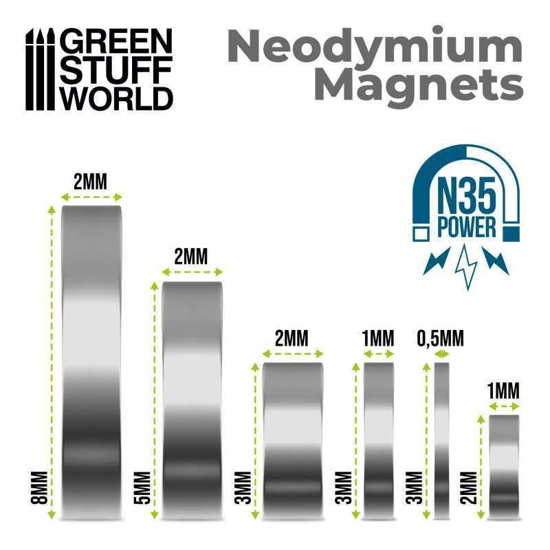 Neodymium Magnets 3x1mm - 50 units (N35) - ZZGames.dk