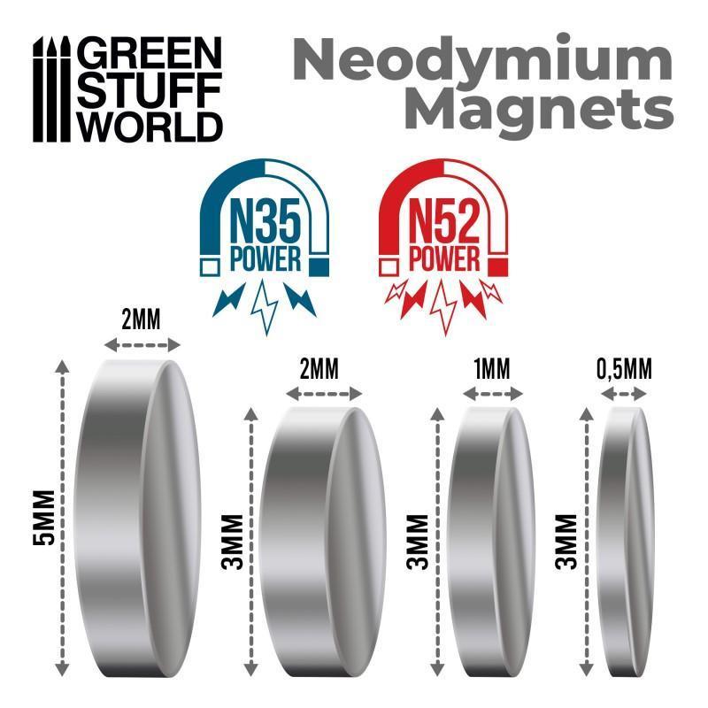 Neodymium Magnets 3x2mm - 100 units (N35) - ZZGames.dk