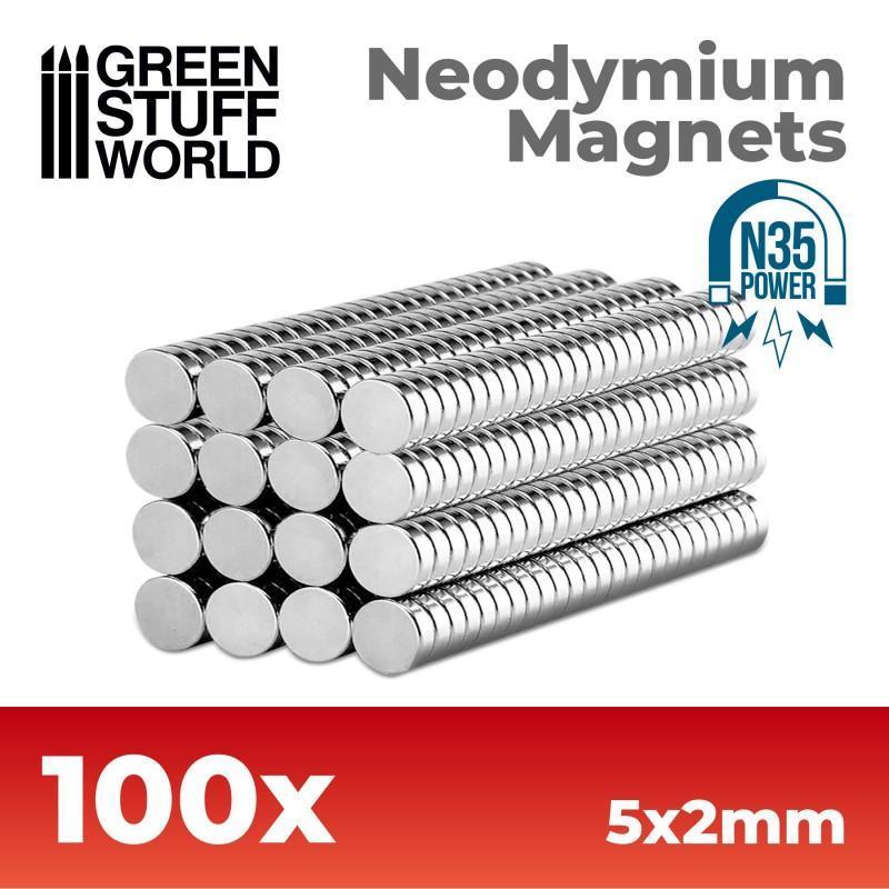 Neodymium Magnets 5x2mm - 100 units (N35) - ZZGames.dk