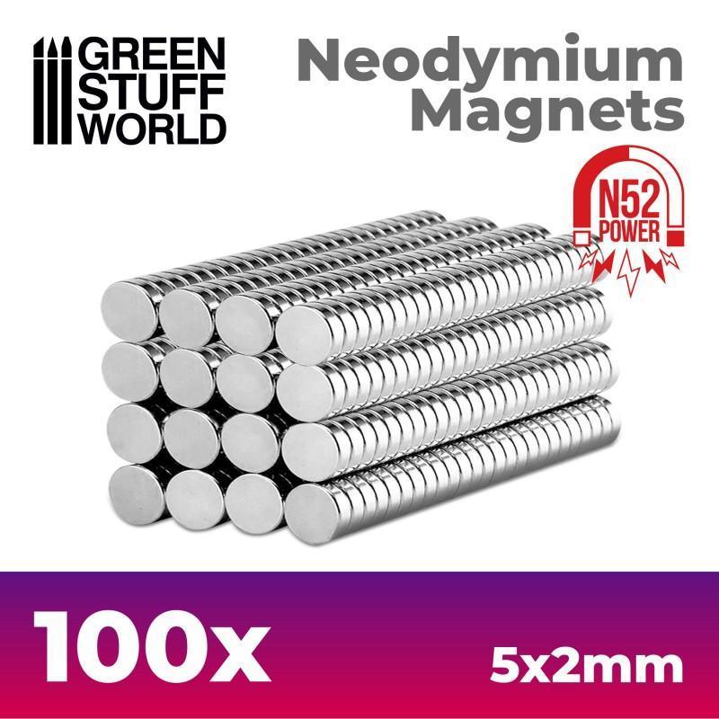 Neodymium Magnets 5x2mm - 100 units (N52) - ZZGames.dk
