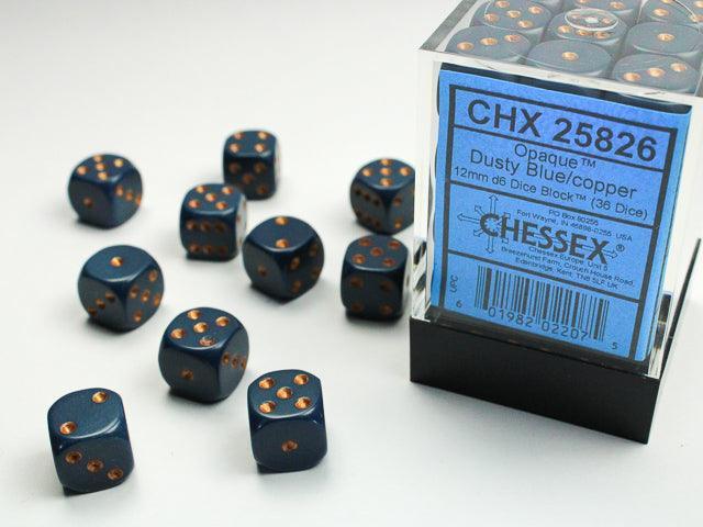 Opaque 12mm d6 Dice Block - Dusty Blue/Copper - ZZGames.dk