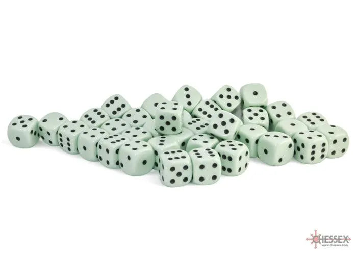 Opaque 12mm d6 Dice Block - Pastel Green/black - ZZGames.dk