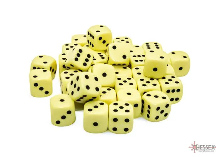 Opaque 12mm d6 Dice Block - Pastel Yellow/black - ZZGames.dk