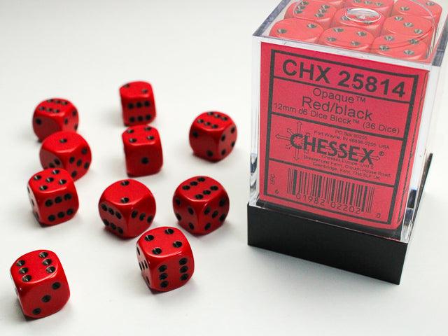 Opaque 12mm d6 Dice Block - Red/Black - ZZGames.dk