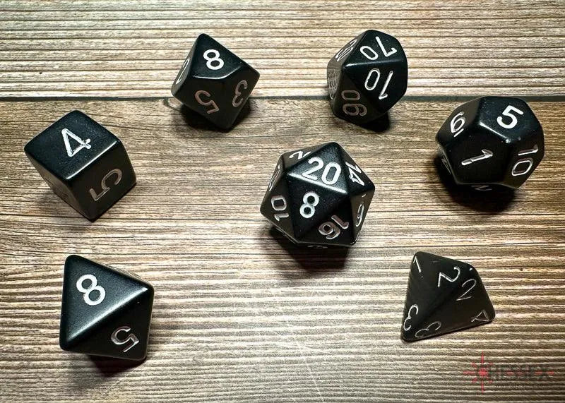 Opaque Polyhedral 7-Die Set - Black/white - ZZGames.dk