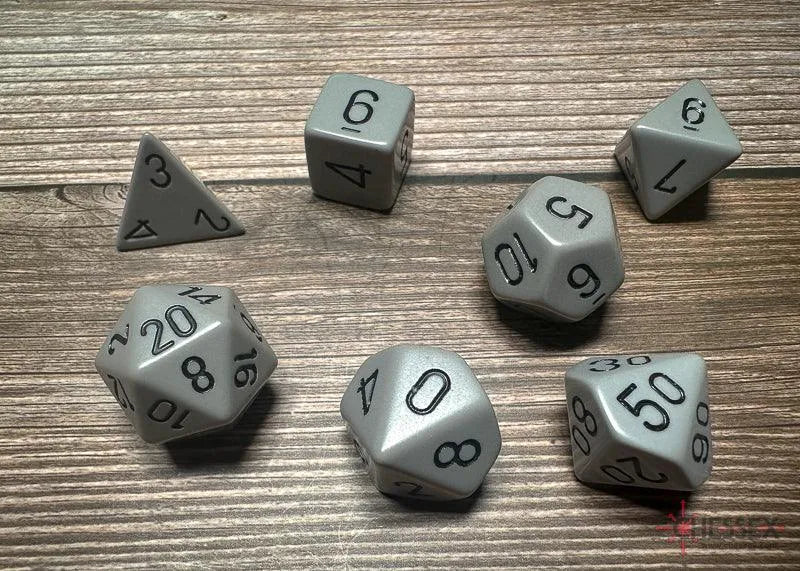 Opaque Polyhedral 7-Die Set - Dark Grey/Black - ZZGames.dk