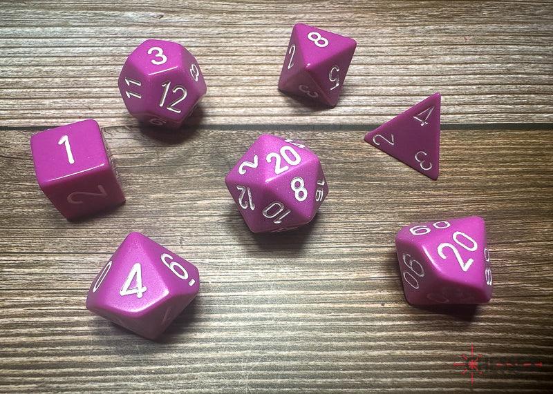 Opaque Polyhedral 7-Die Set - Light Purple/White - ZZGames.dk