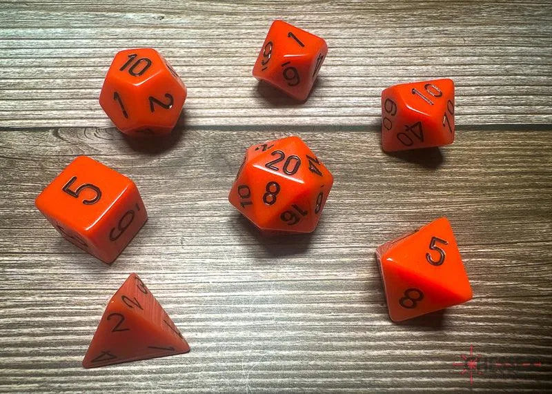 Opaque Polyhedral 7-Die Set - Orange/black - ZZGames.dk