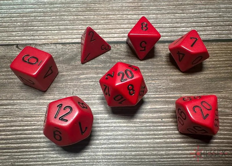 Opaque Polyhedral 7-Die Set - Red/Black - ZZGames.dk